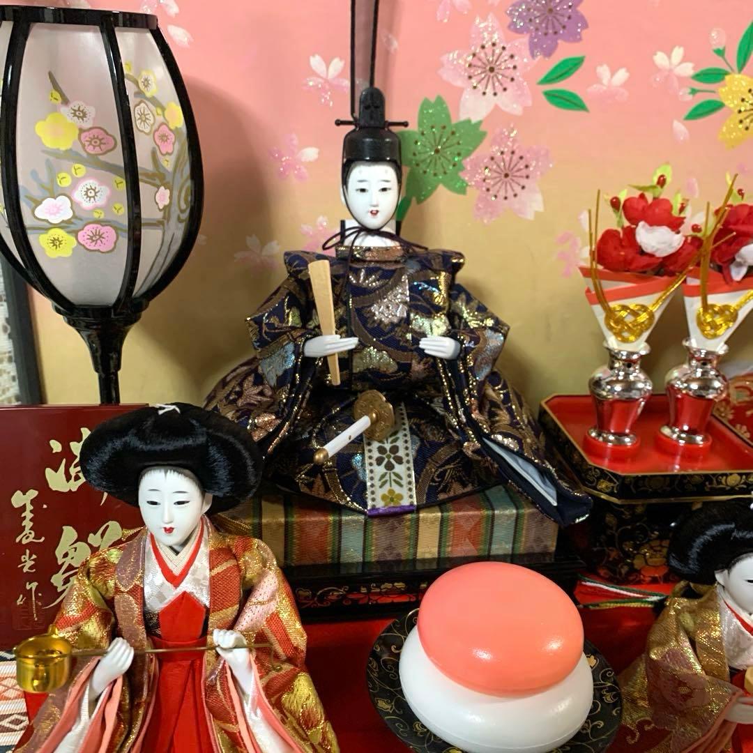 雛飾り　ガラスケース　雛人形　お内裏様　美品　オルゴール付　1368