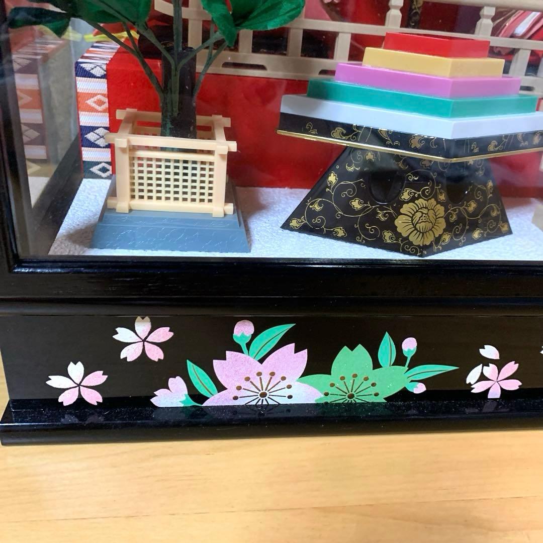 雛飾り　ガラスケース　雛人形　お内裏様　美品　オルゴール付　1368