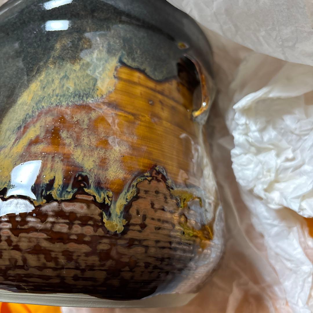 茶道具　耳付き水指　高取　亀井楽山作　木箱付き