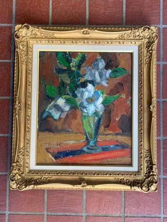 値下げしました！油彩画　岡村紀子作　サインあり　額装