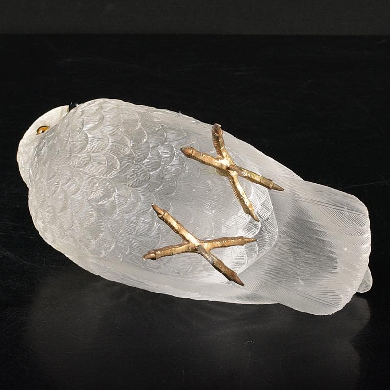 天然石彫刻　ラブラドライト　ロッククリスタル　虎目石　梟　置物　M　R7422