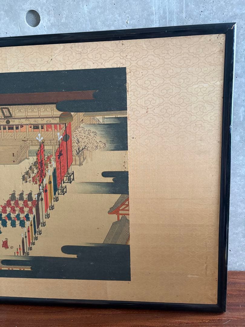 横額　機械刺繍？　御即位礼紫宸殿の儀の図　102cm×55cm
