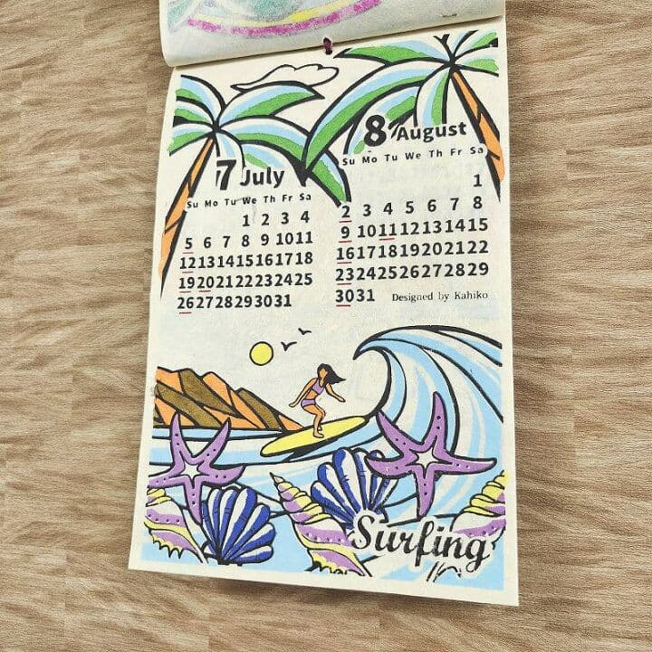 カレンダー】アロハ2025年 ハワイアン雑貨★ハンドメイド壁掛け手染め手すき紙