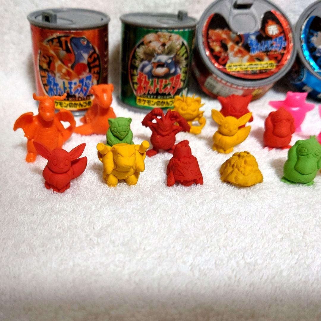 レア★ポケモンのかんづめ　4点　赤　緑　青　初期　25体　当時物　消しゴム