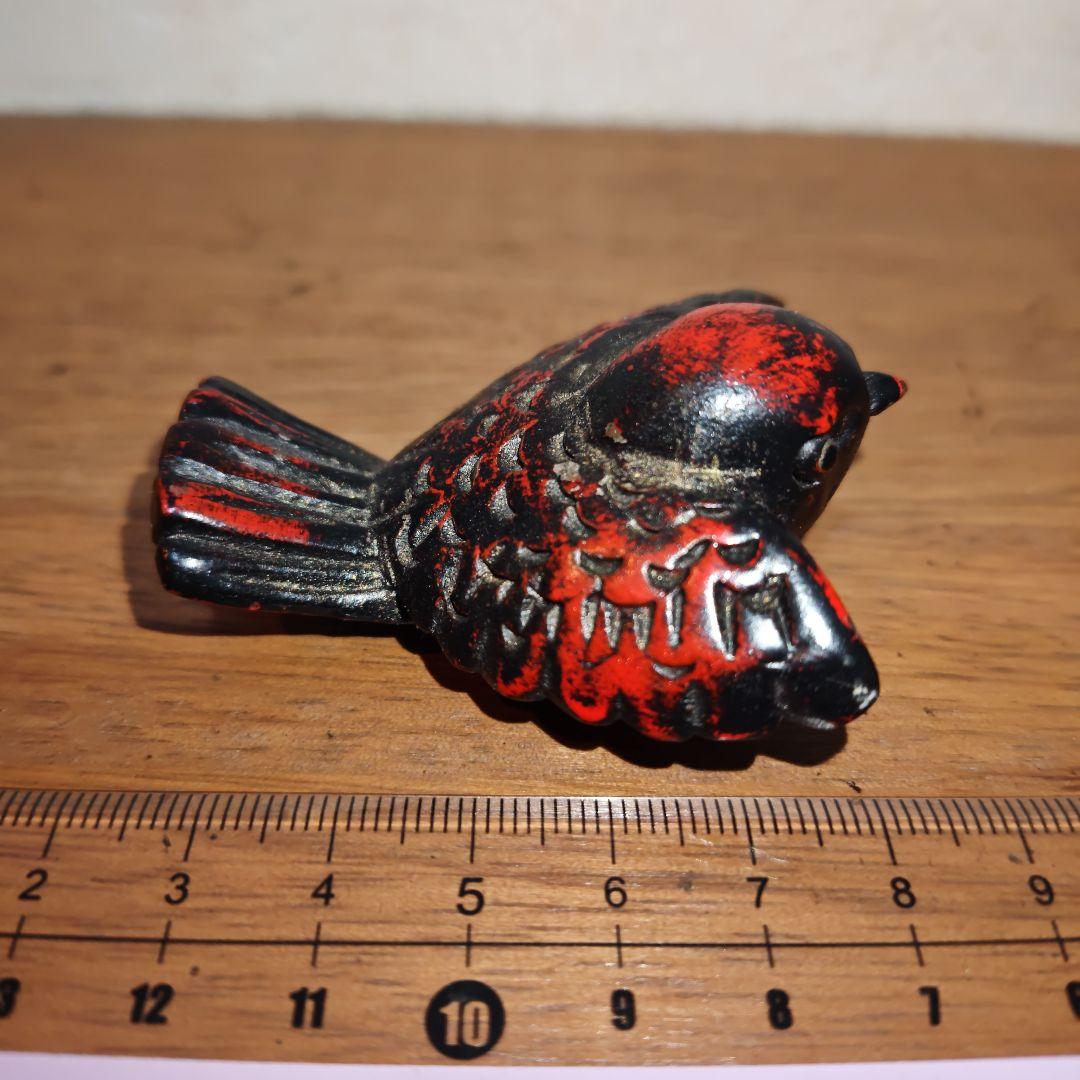 時代提物 極上木彫根付【福来雀】両羽根間約5.1cm 嘴尾間約6cm 重さ約8ｇ