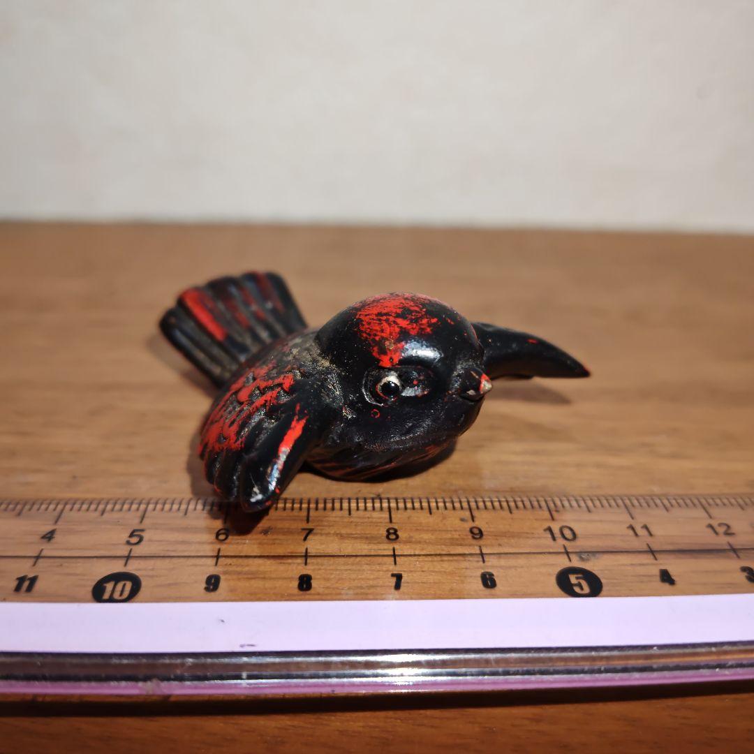 時代提物 極上木彫根付【福来雀】両羽根間約5.1cm 嘴尾間約6cm 重さ約8ｇ