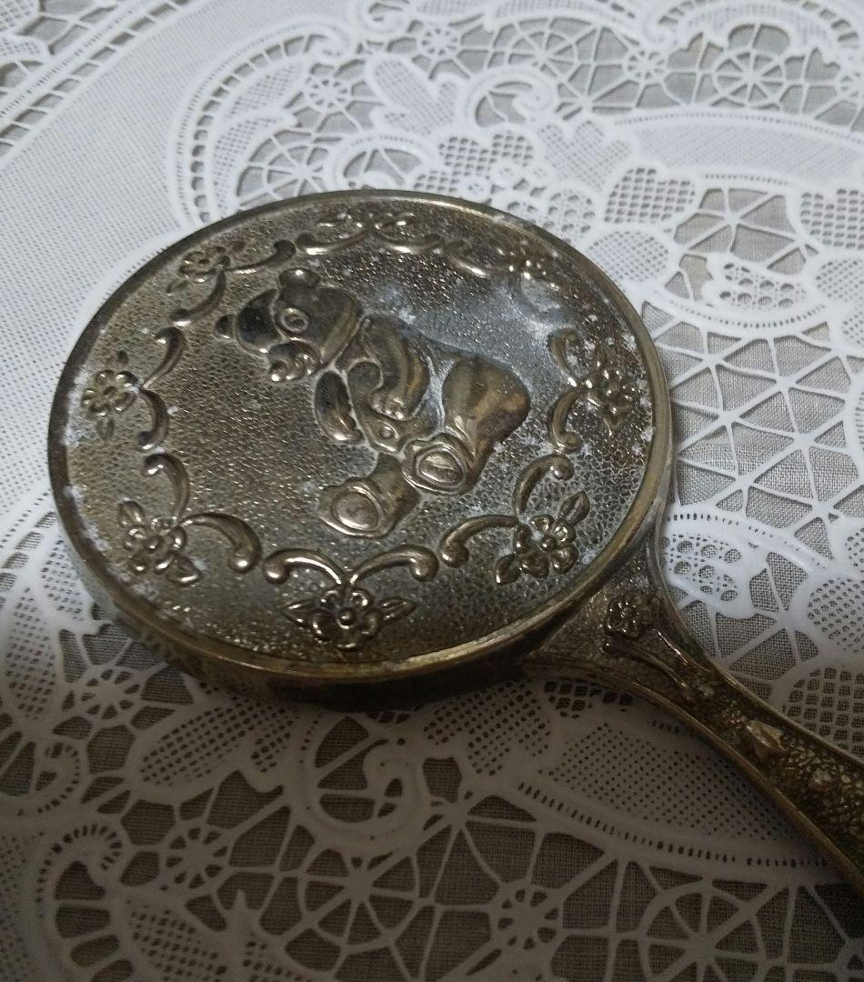 ベアちゃん　アンティーク手鏡とブラシセット