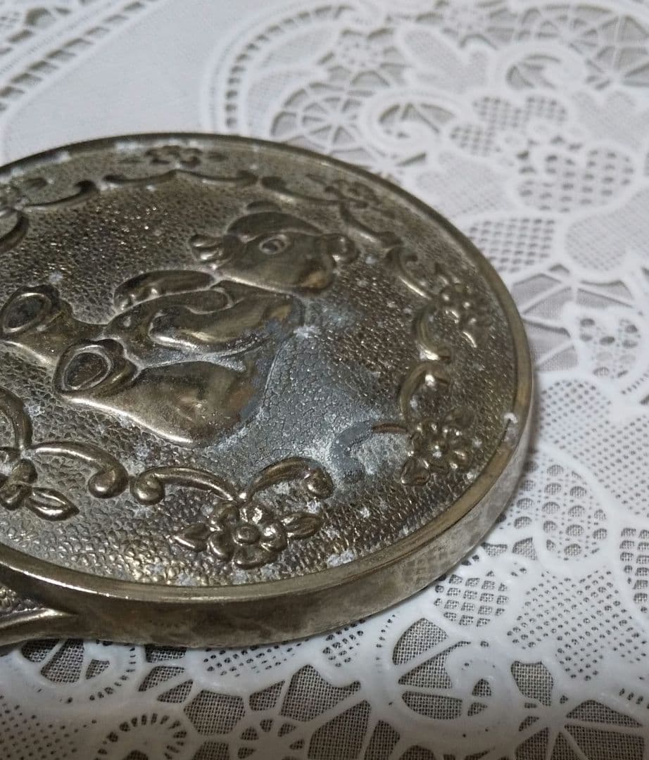 ベアちゃん　アンティーク手鏡とブラシセット