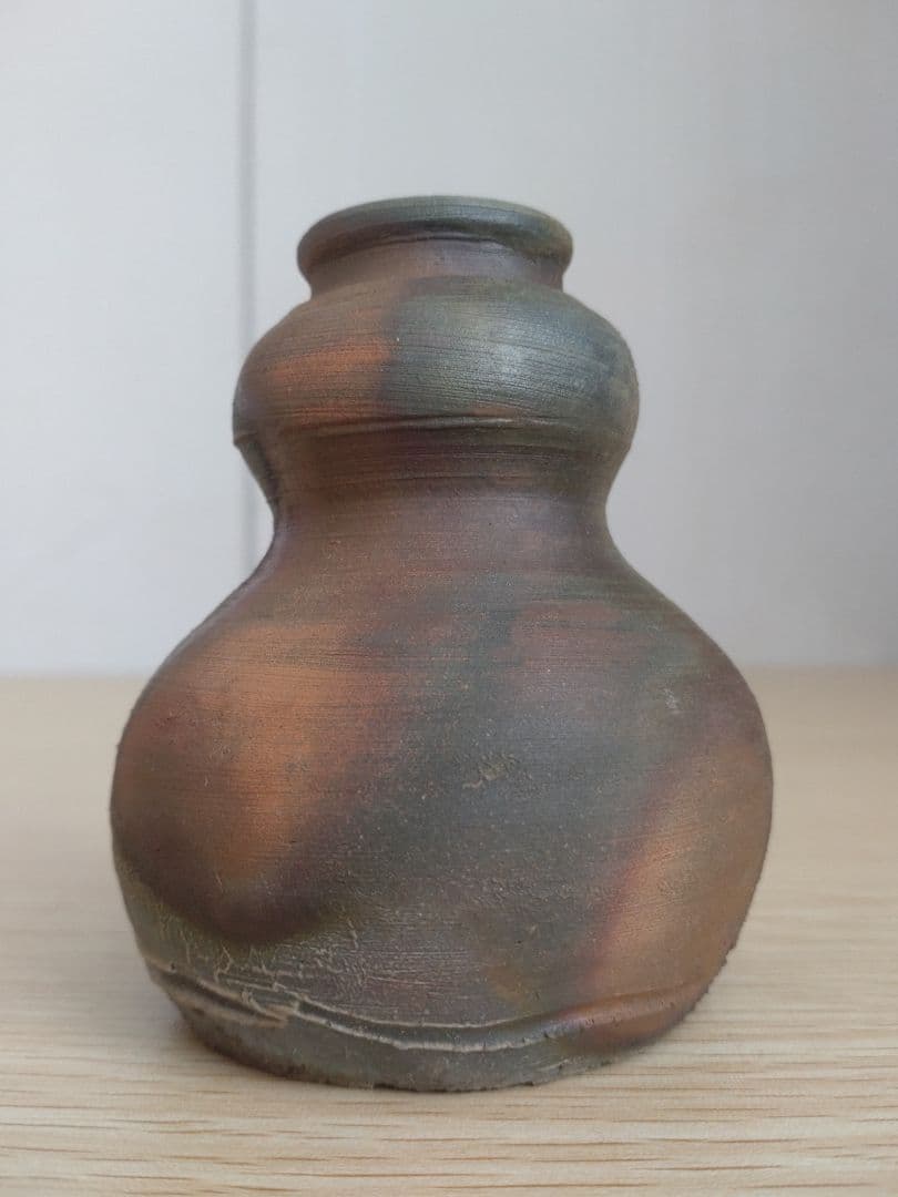 【秀逸品】窯変の美　肩衝茶入　牙蓋　大海茶入　焼き締め　灰被り　徳利