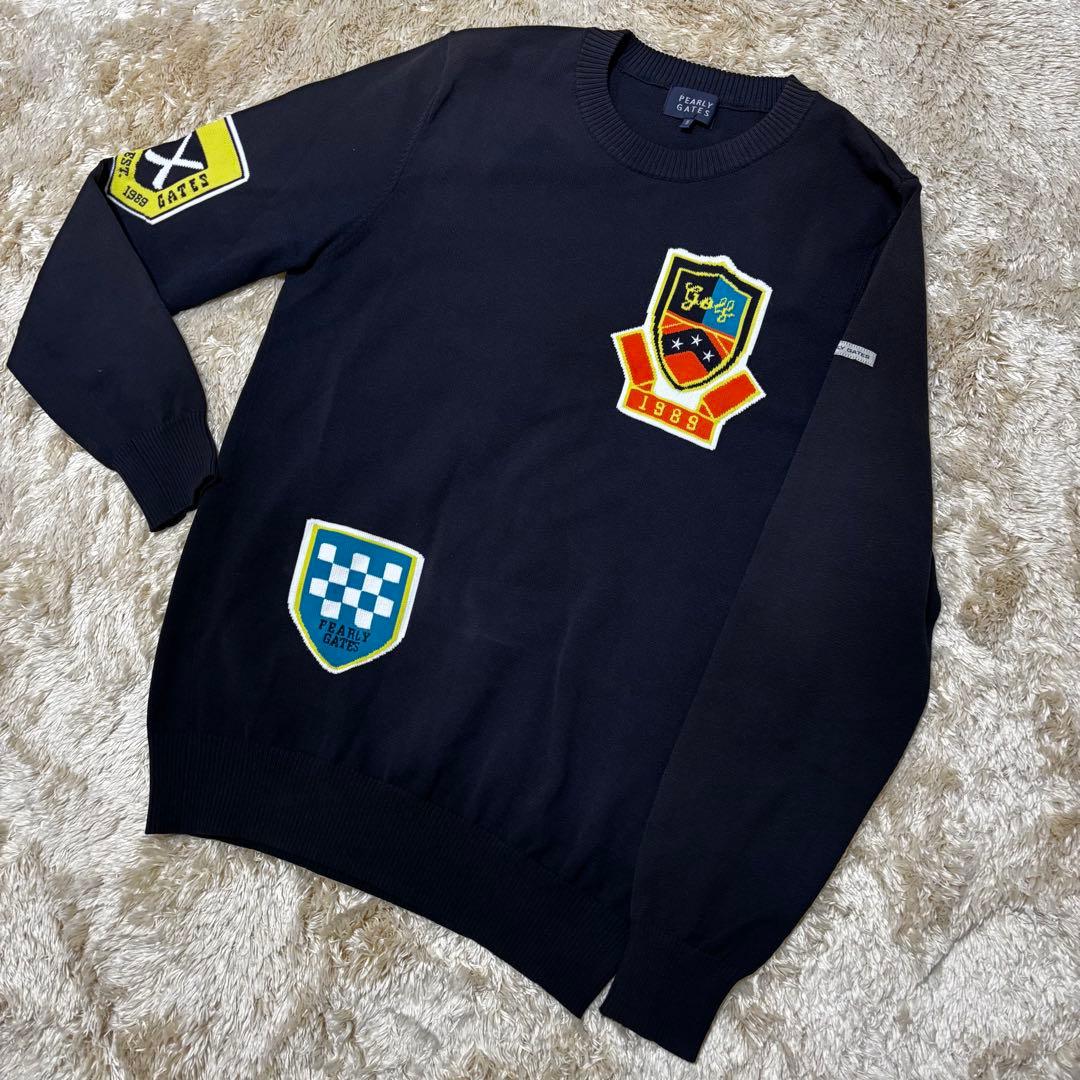 PEARLY GATES パーリーゲイツ クルーネックロゴニット ブラック 5