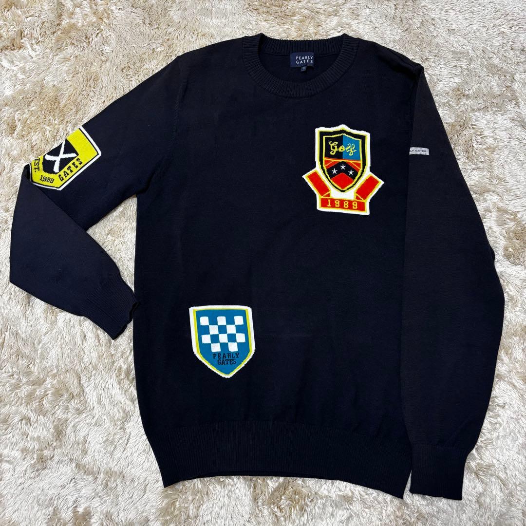 PEARLY GATES パーリーゲイツ クルーネックロゴニット ブラック 5