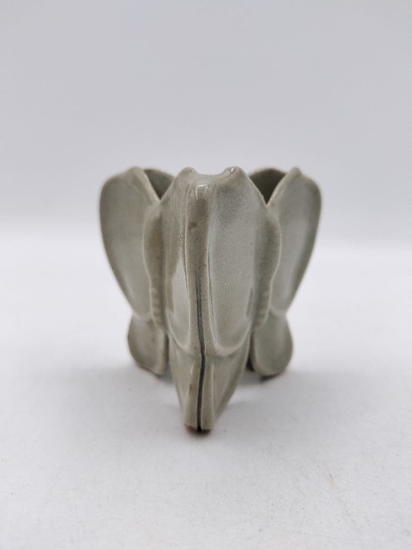 c734 蓋置 灰釉 蝶　遠州七窯　膳所　陽炎園 木箱 茶道具 古物