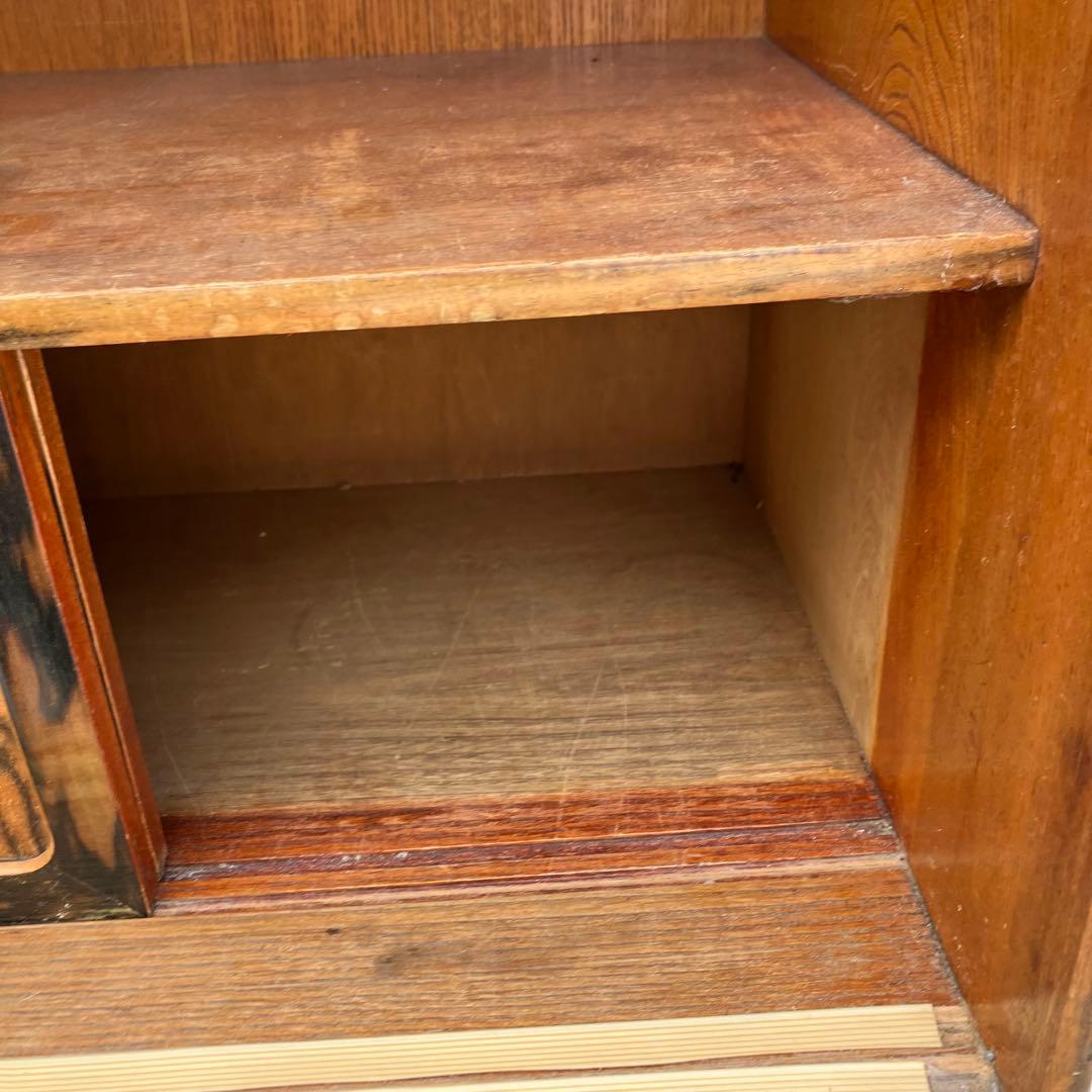 昭和レトロ 松永木工所 木製茶箪笥 茶棚 ガラス戸 サイドボード 古家具 古民家