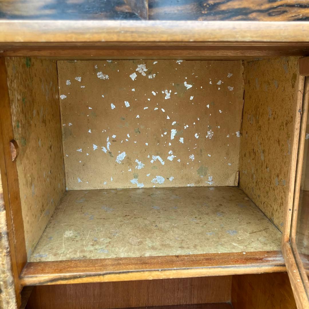 昭和レトロ 松永木工所 木製茶箪笥 茶棚 ガラス戸 サイドボード 古家具 古民家