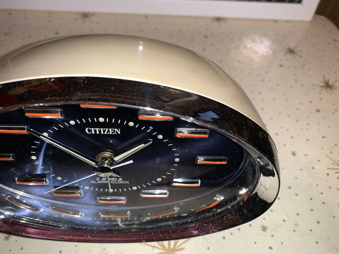CITIZEN シチズン ゼンマイ　置時計☆昭和レトロ　スペースエイジ　70's