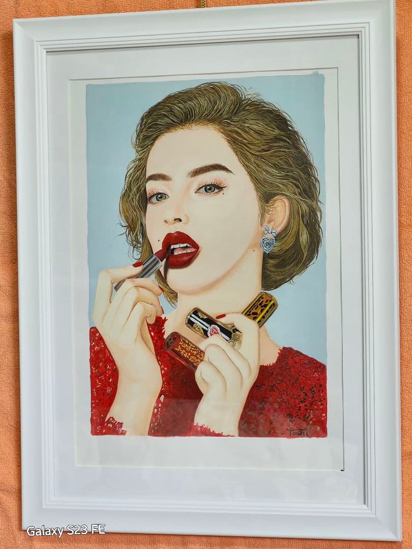 人物画 赤いドレスの女性