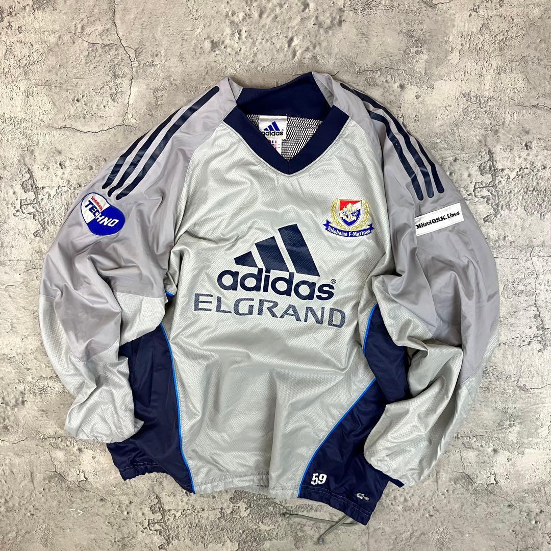 00s adidas 横浜F・マリノス 長袖ピステトップ 日本製 古着 企業ロゴ