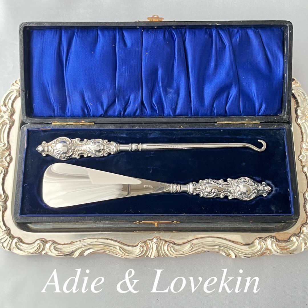 【Adie & Lovekin】【純銀ハンドル】 靴べら / ボタンフック