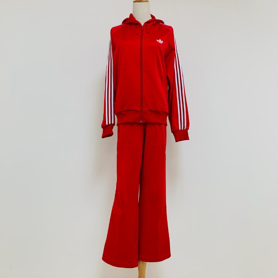 希少 保存◎ デサント製 adidas トラックスーツ 赤 日本製 70s後期