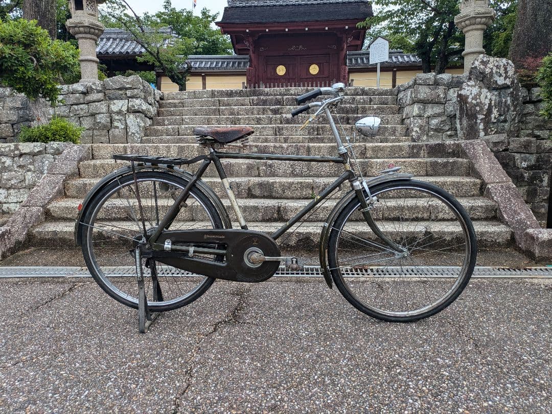 山口　シルバー号　整備済み　実用車　昭和 レトロ 自転車 　ロッドブレーキ