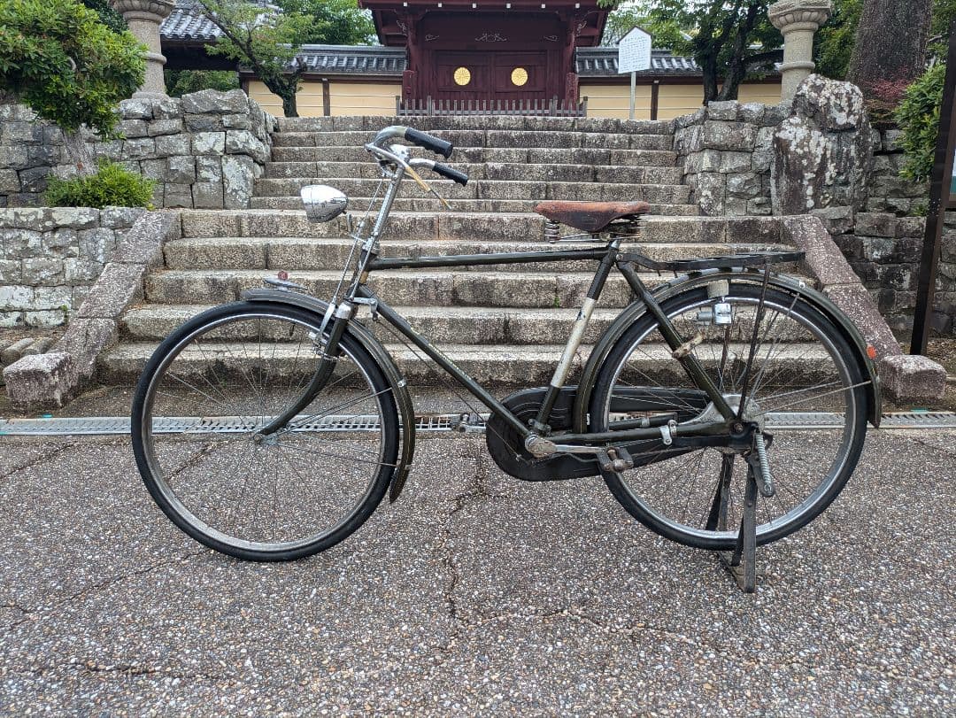 山口　シルバー号　整備済み　実用車　昭和 レトロ 自転車 　ロッドブレーキ