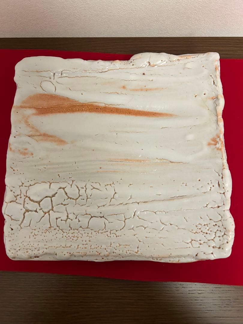 堀一郎作　志野四方皿