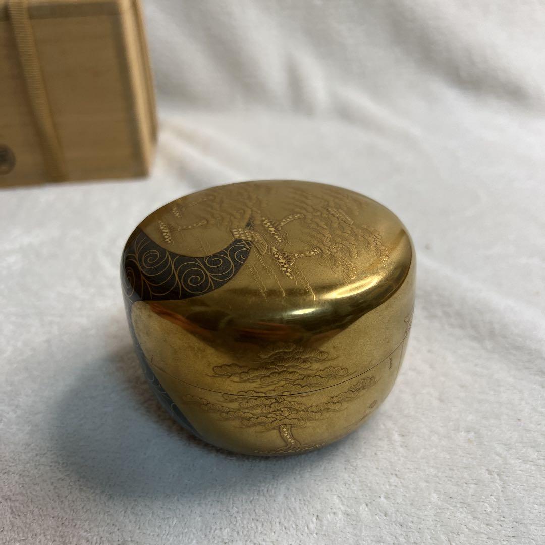 茶道具　金地住吉蒔絵　棗　荒井正春作