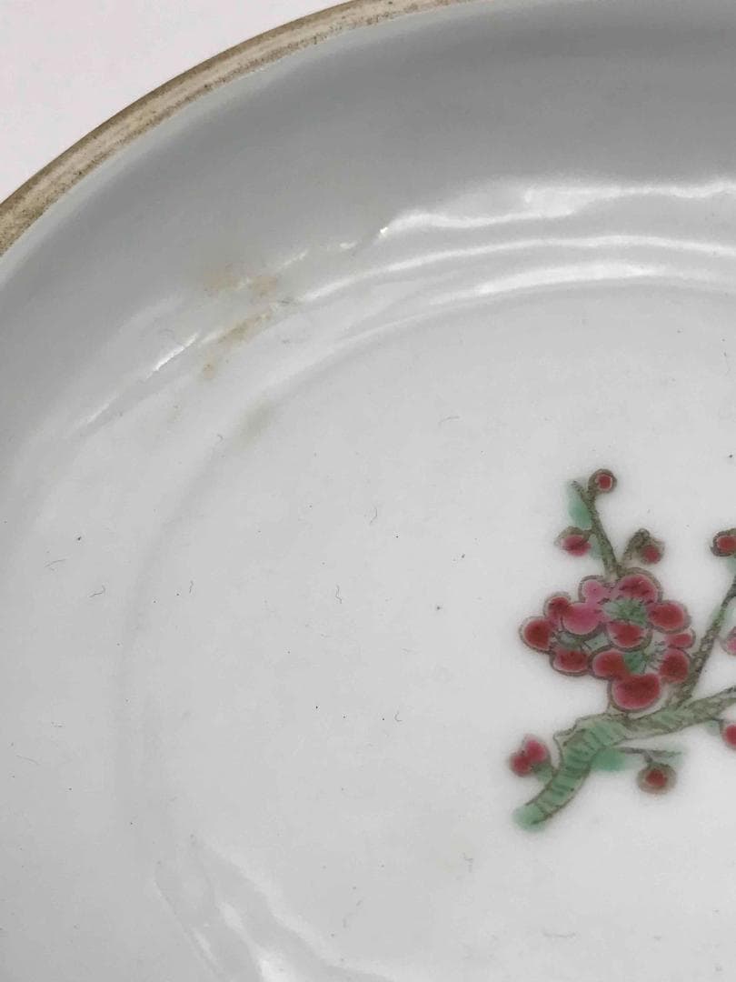 清乾隆時代　粉彩花卉吉祥鳥文香盒 印泥合子　香合　【乾隆年制】(F-45)