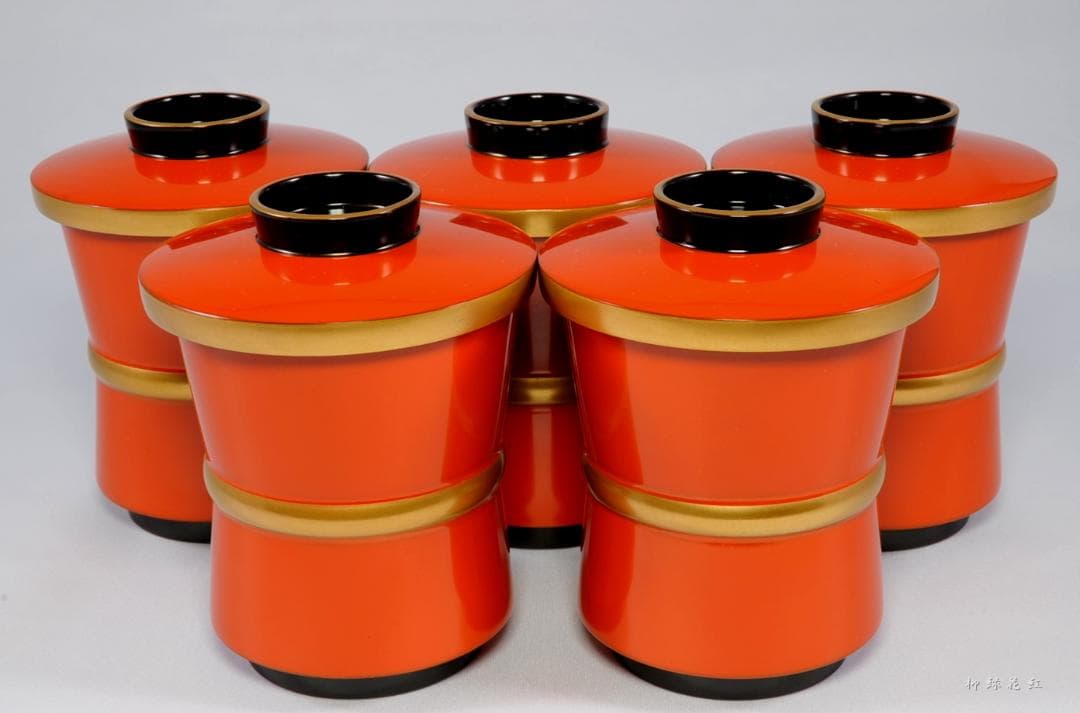 松斉 輪島塗 杵形 箸洗 五 共箱 前田松斉 懐石道具