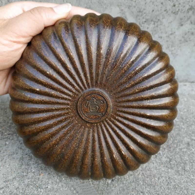 宣款 瓜紋筆洗 銅製 書道具 文房具 工芸品 美術品 置物