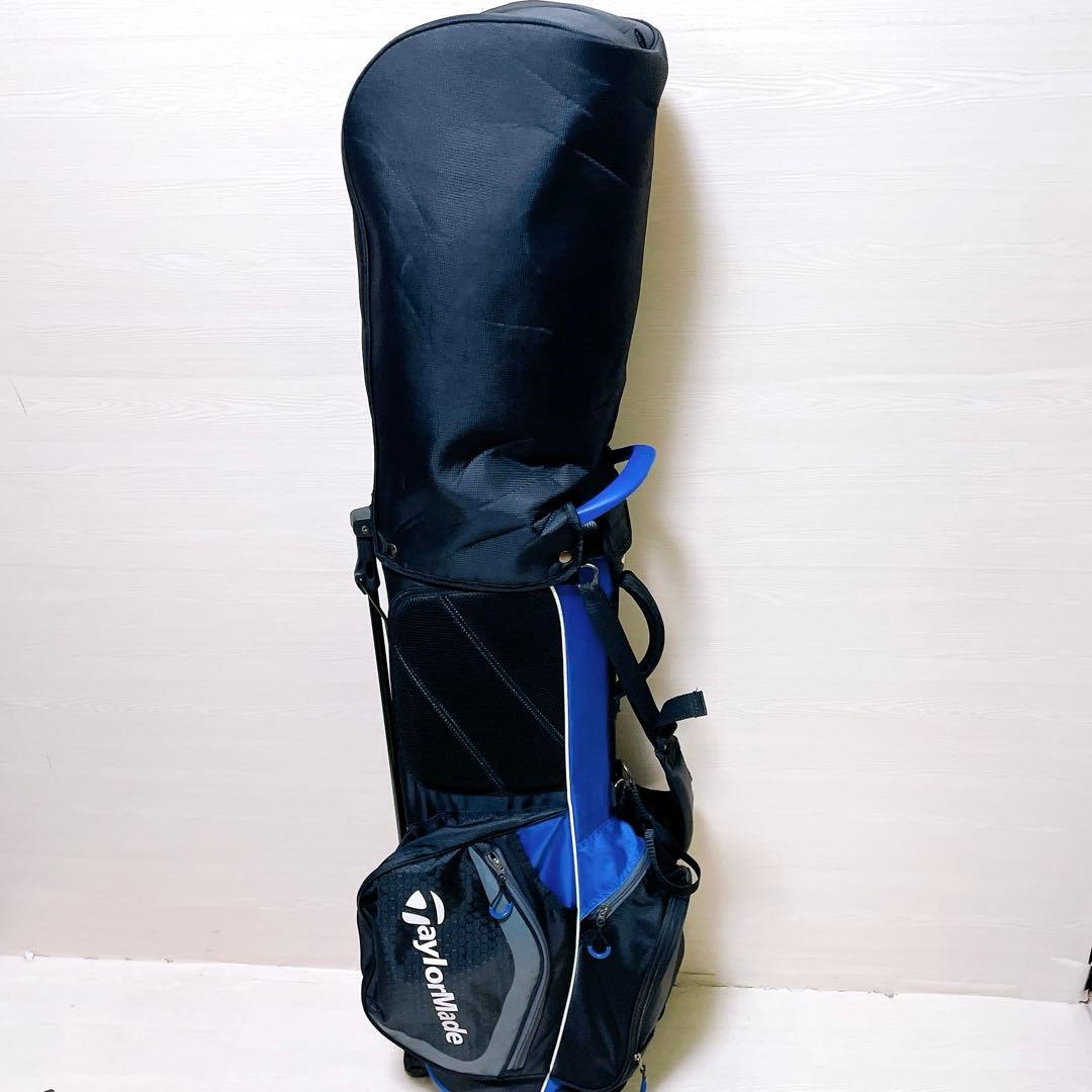 美品 テーラーメイド キャディバッグ スタンド式 9.5型 7分割 黒 青