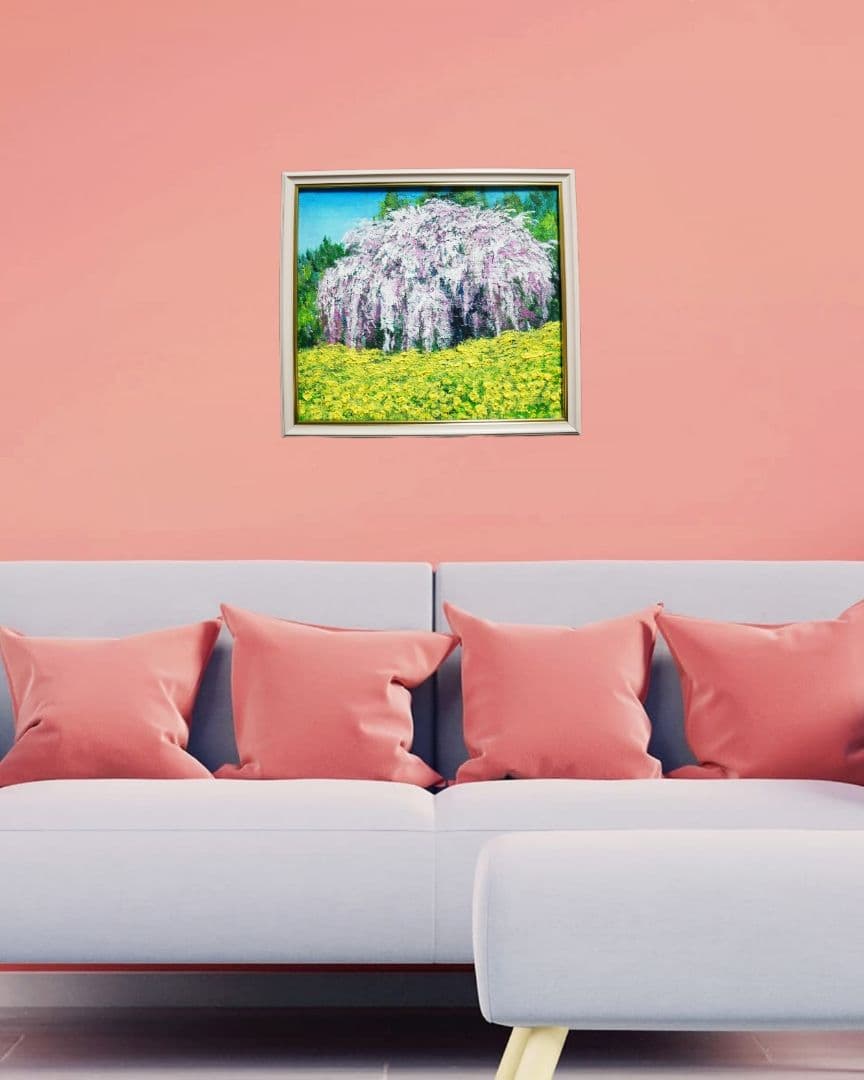 油絵 油彩 油彩画 絵 絵画 【しだれ桜】
