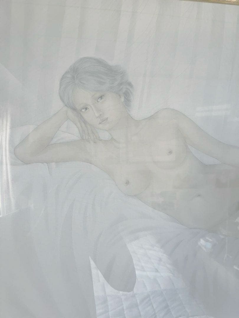 栗原喜依子 「横たわる裸婦」直筆