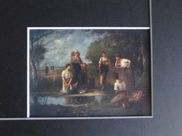 レオン・リシェ、洗濯女たち、希少画集画、新品額装付