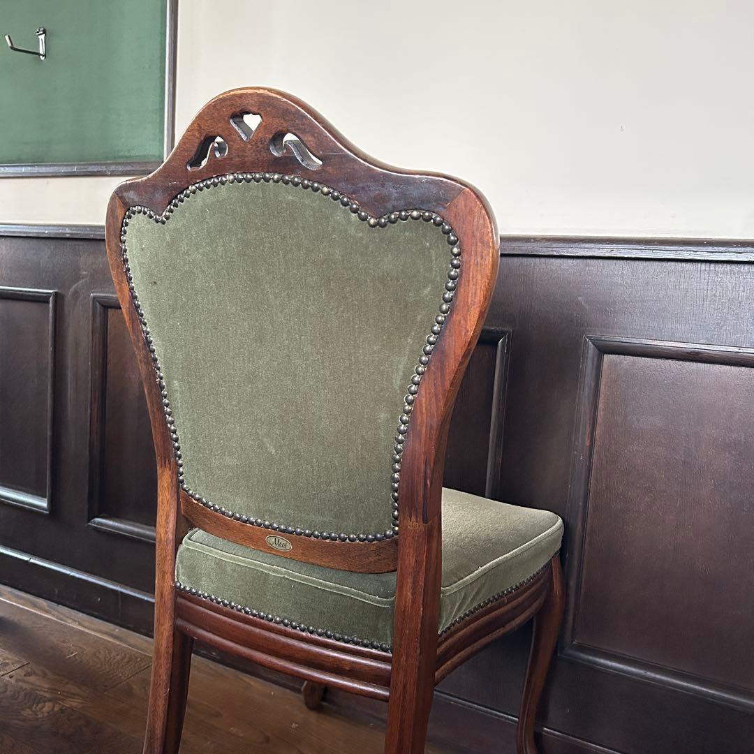 アンティーク 猫足 ベロアチェア/ベルベットチェア