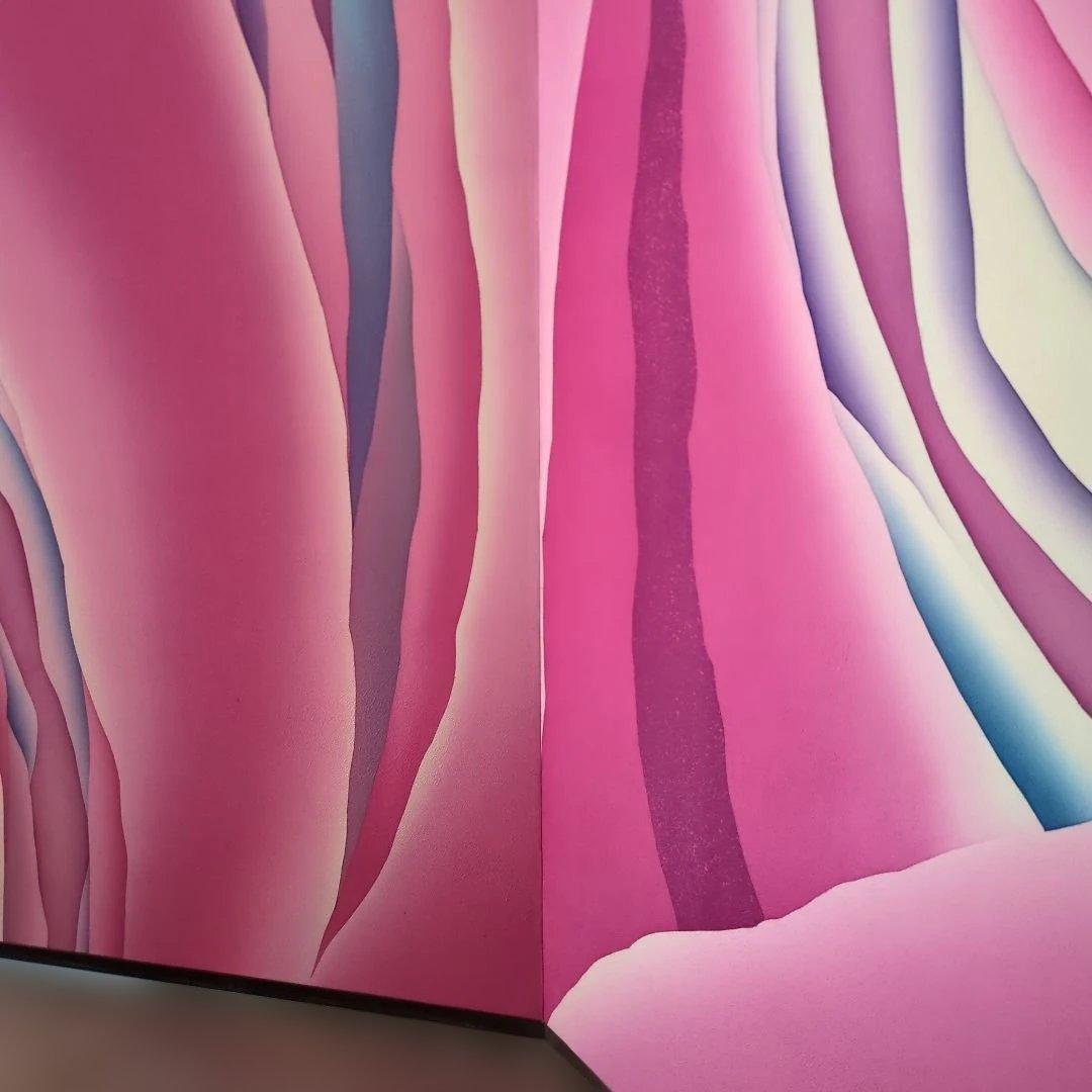 屏風 衝立 モダン 布張り 染め付け 間仕切り パティーショ 紫ピンク