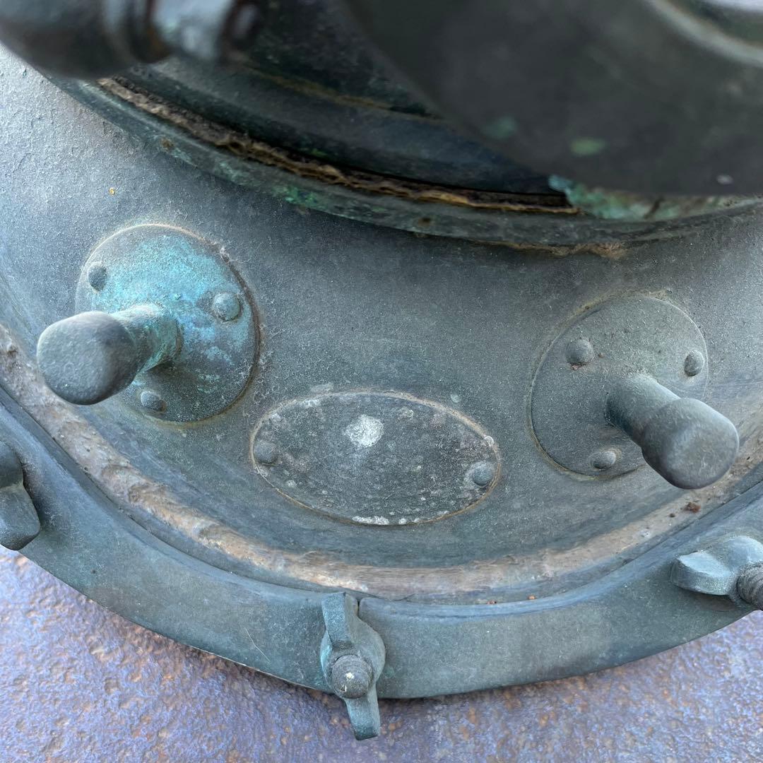 【希少】東亜潜水機株式会社　ヘルメット式潜水　アンティークの潜水ヘルメット真鍮②