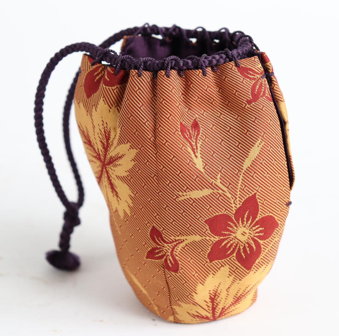 茶道具 桶谷定一 肩衝茶入 草花仕覆 共箱