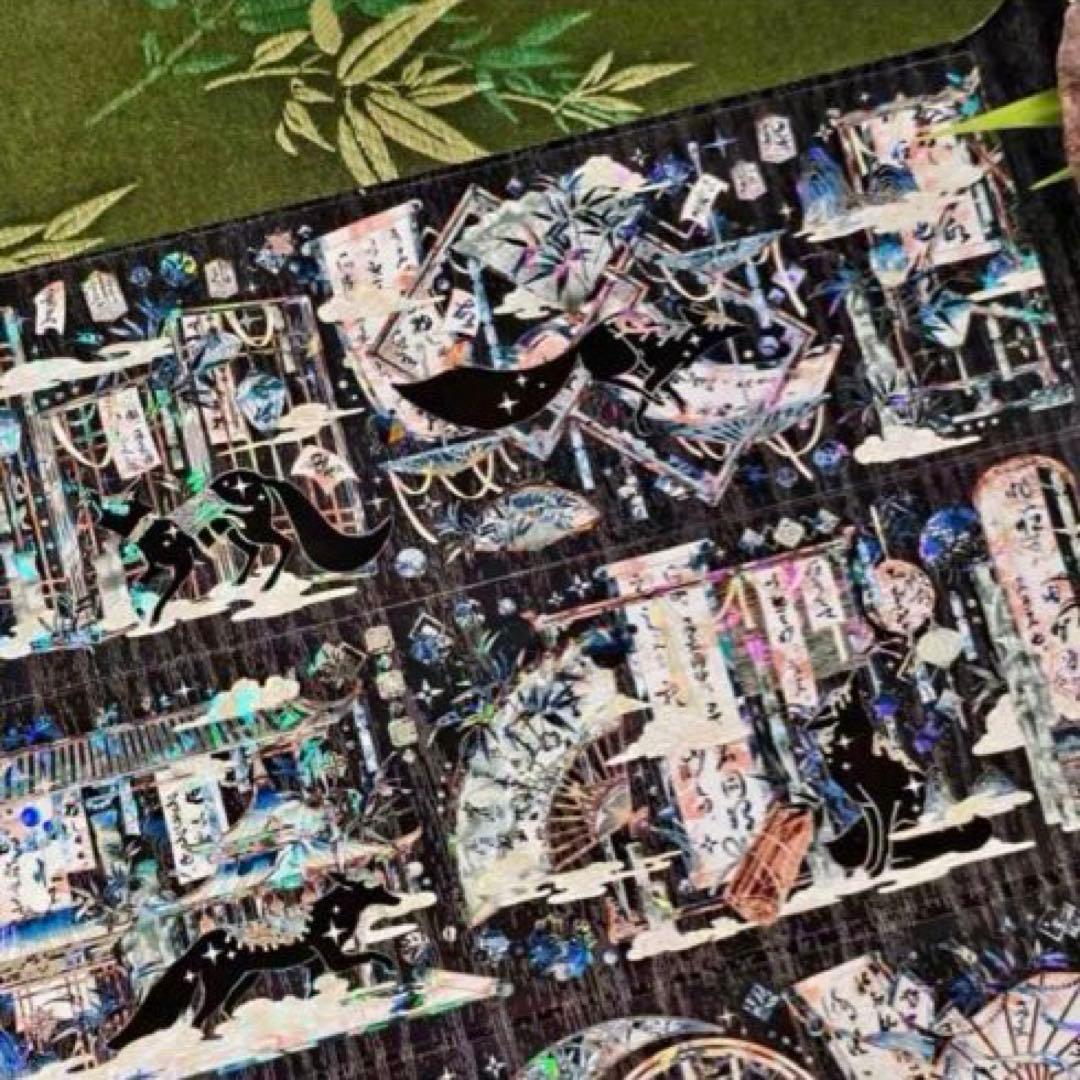 贝壳光 与狐说·春竹 7.5cm×5m 半端巻き　和柄　キツネ