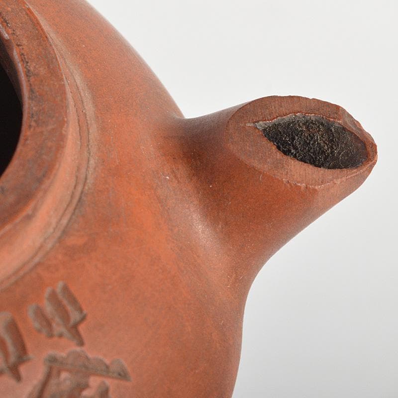 常滑焼　初代　山田常山造　朱泥　漢詩文　茶壷　急須　V　R5681