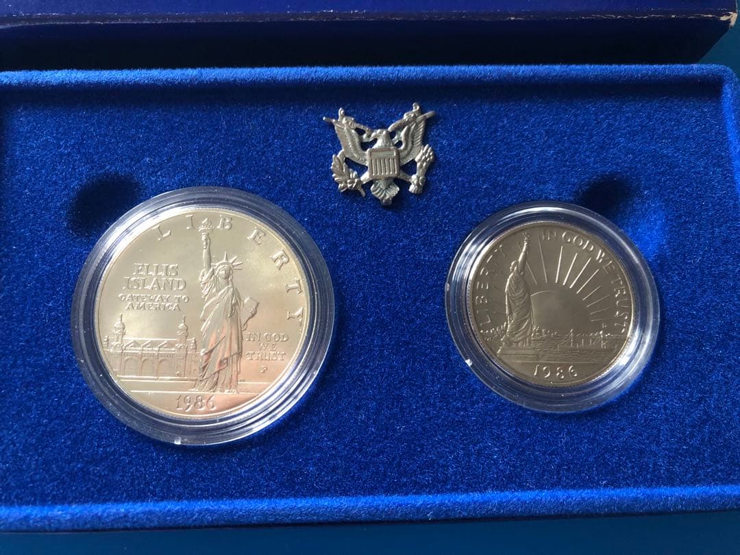 N4337【アメリカ・銀貨】自由の女神 1986年1ドル 大型銀貨 本物保証