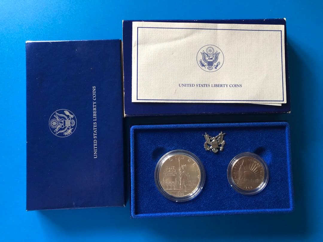 N4337【アメリカ・銀貨】自由の女神 1986年1ドル 大型銀貨 本物保証