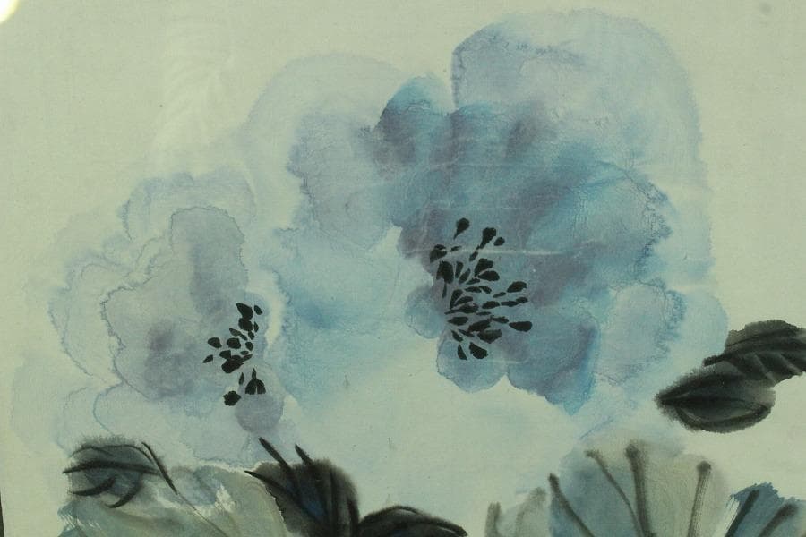 中国美術 水墨画 額装 西陣 呉服屋蔵 肉筆(K-LC937)