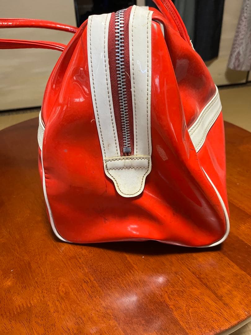 【80〜90s 希少】adidasビンテージエナメルボストンバッグ 日本跡 兼松