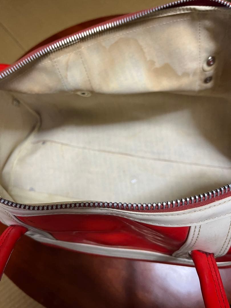 【80〜90s 希少】adidasビンテージエナメルボストンバッグ 日本跡 兼松