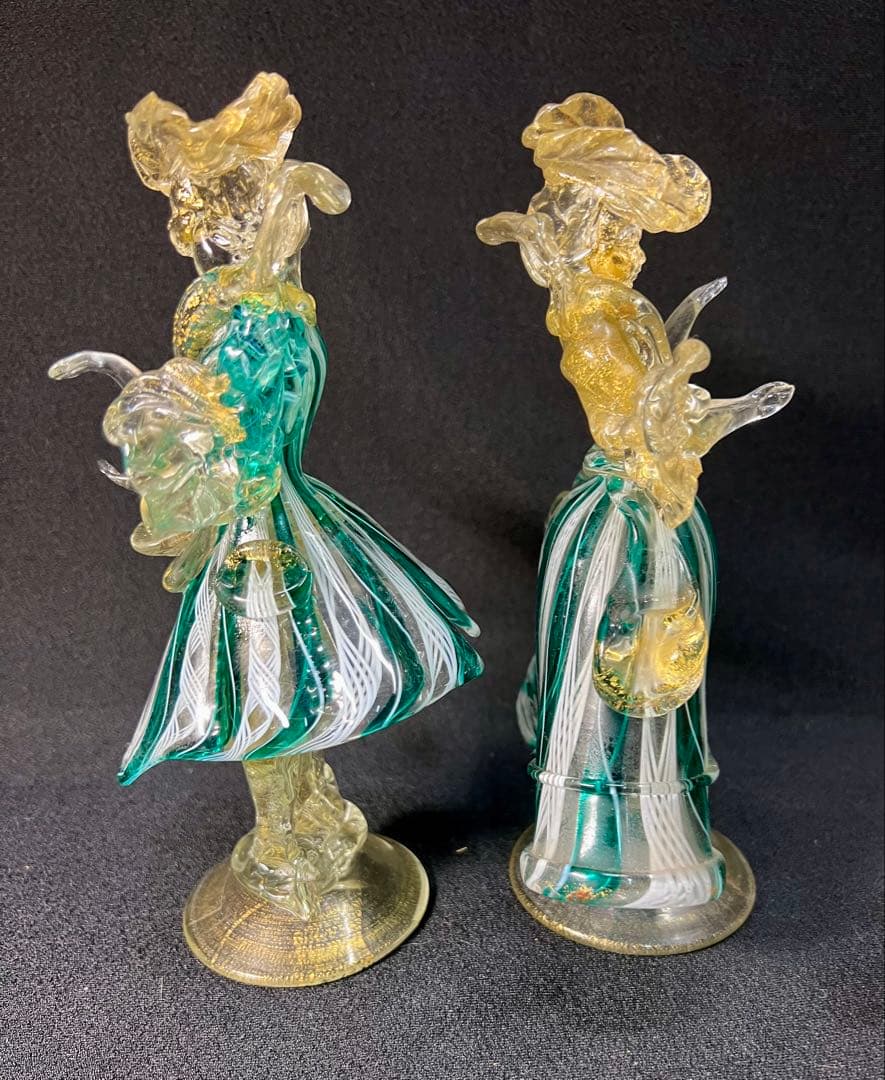 ベネチアン　ムラーノガラス　男女ペアー人形　置物