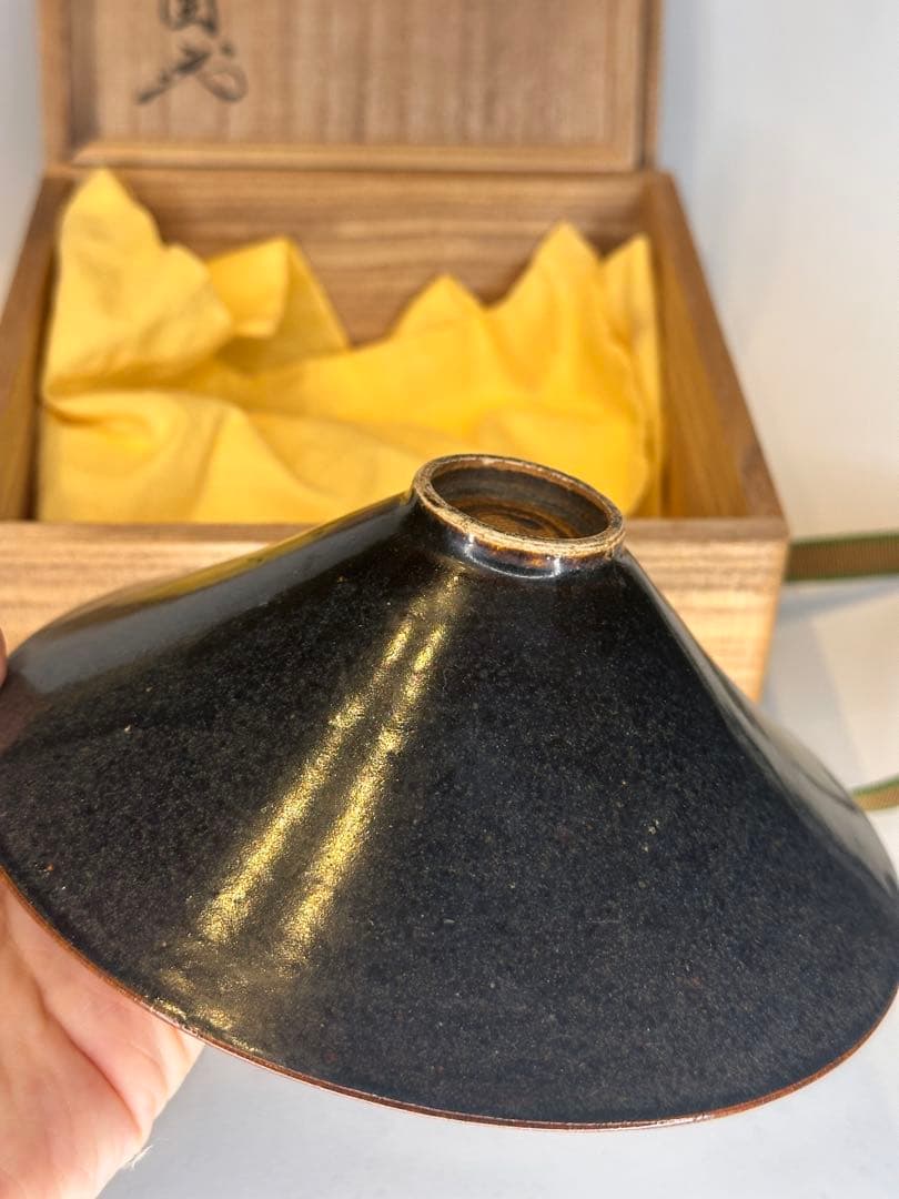 唐物 天目茶碗 鈞窯 釉碗 茶道具 中国陶磁 古陶器 帯木箱 共布