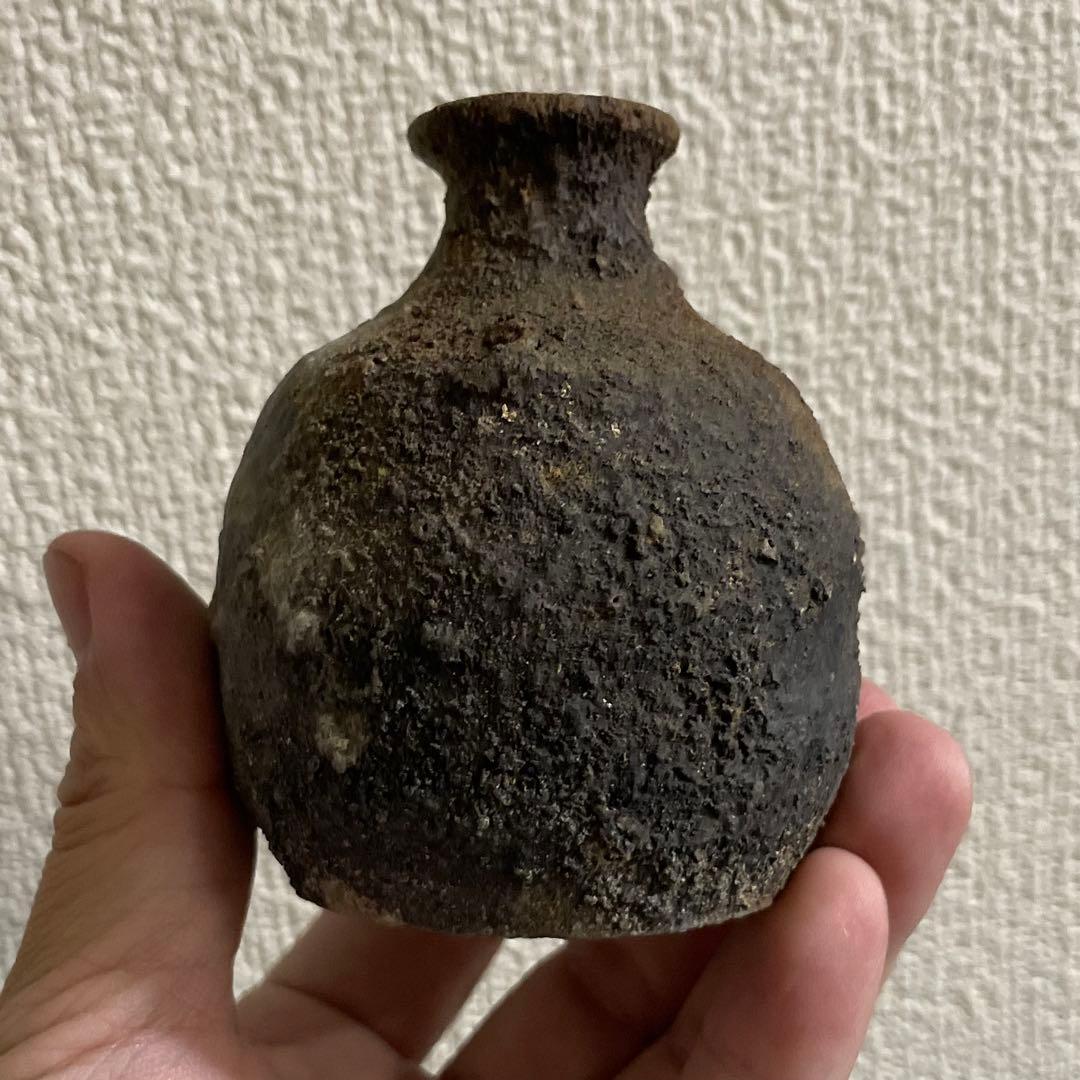 SNT12 古伊賀蹲花入　古伊賀　掛花入　茶道具　一輪挿 蹲 茶道具 蔵の整理品