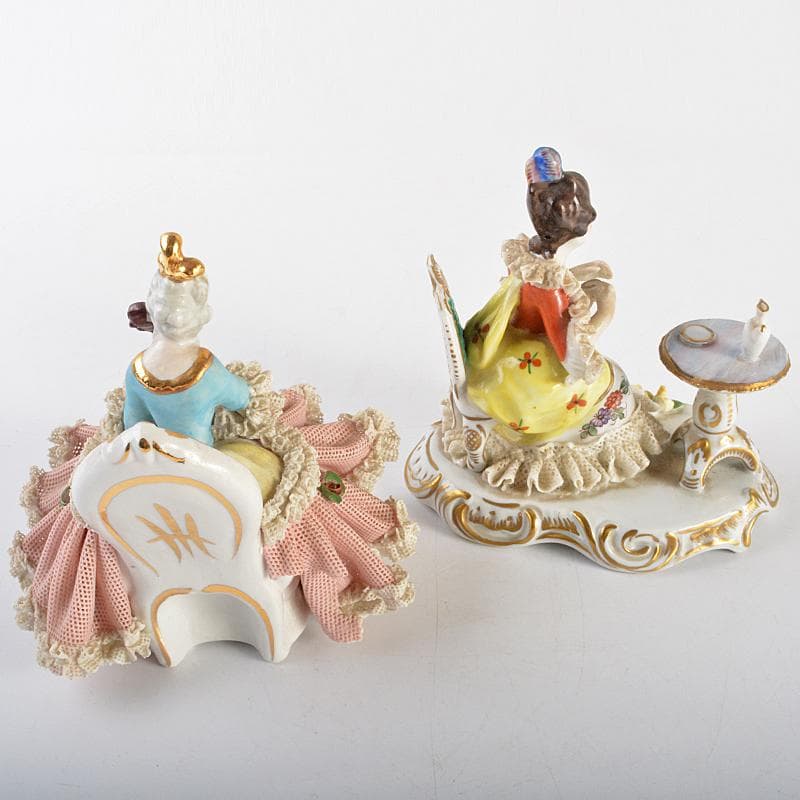 専用フォルクシュテットなど　フィギュリン陶人形レースドール　2点　C　R7068