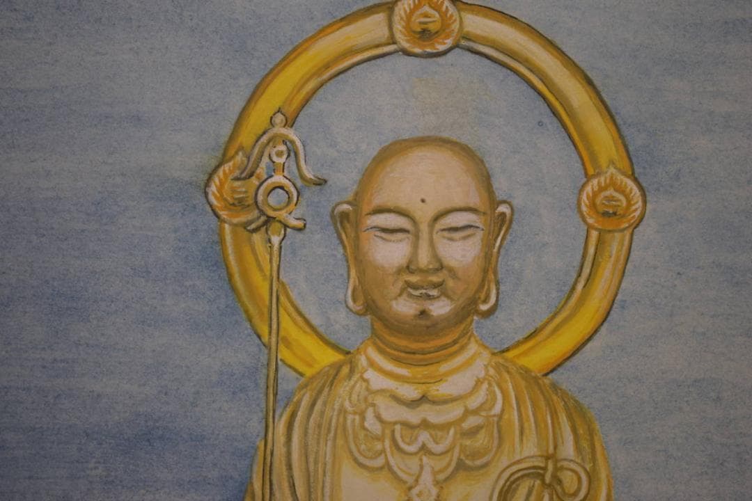 真作/真道/地蔵菩薩像図/桐共箱付/布袋屋掛軸HJ-296